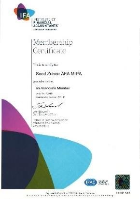 Institute of Financial Accountants membership certificate