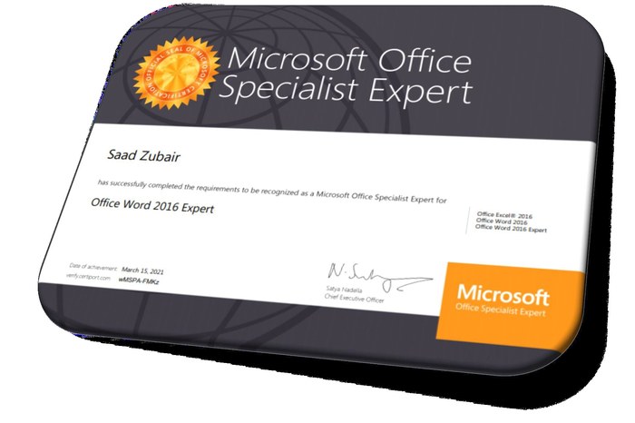 Microsoft Office Specialist Expert certificate