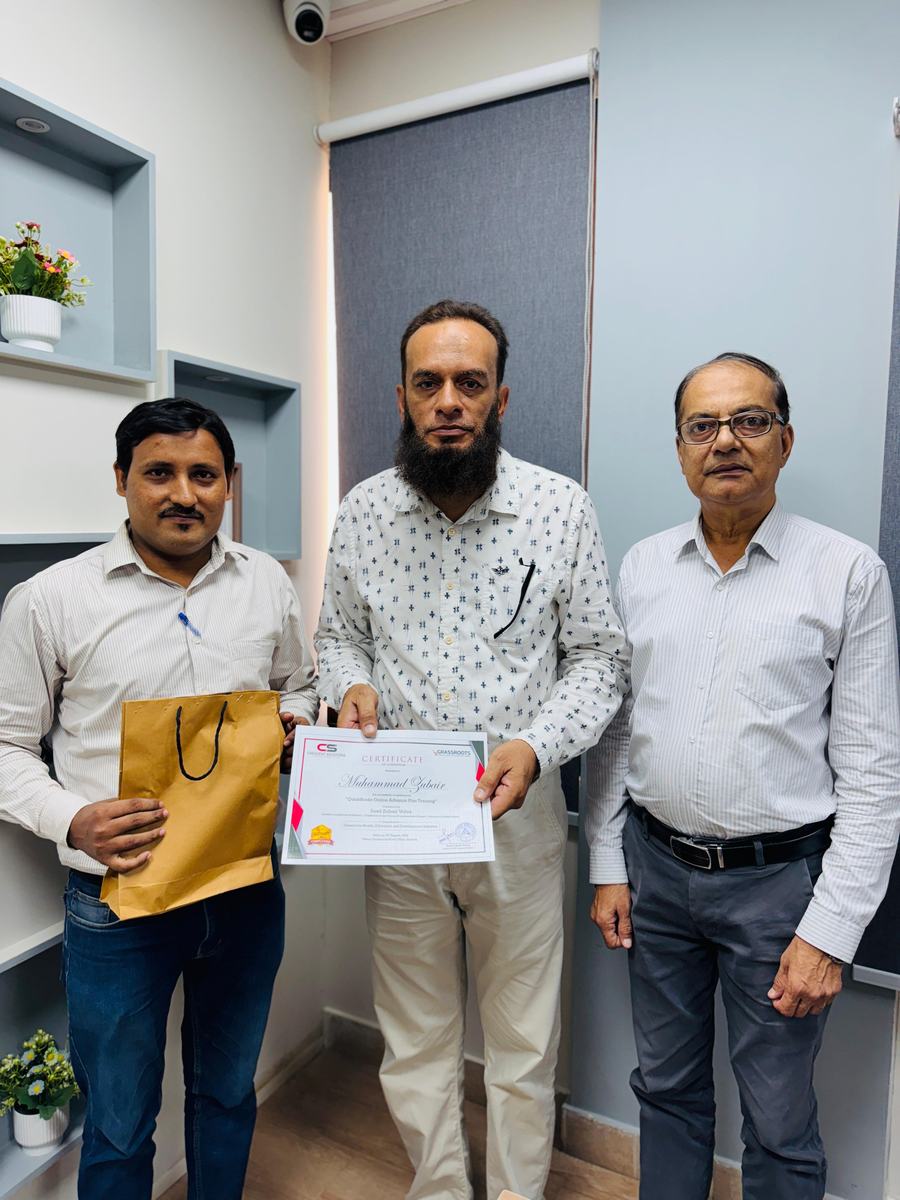 Client training session and certificate ceremony photo